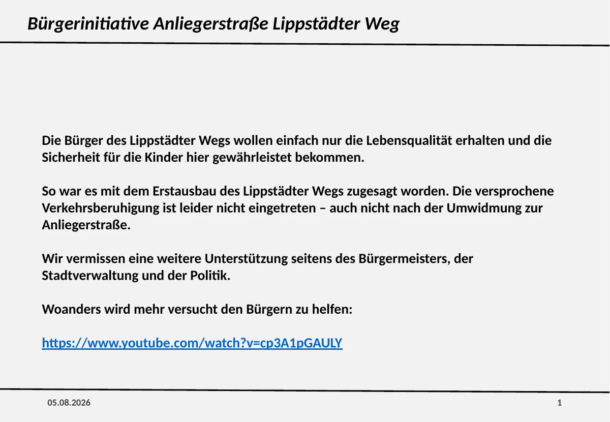 Folie 1 – Ziel der Bürgerinitiative
